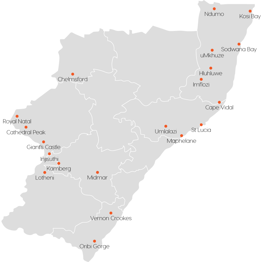 TourSA KZN Parks Website Map